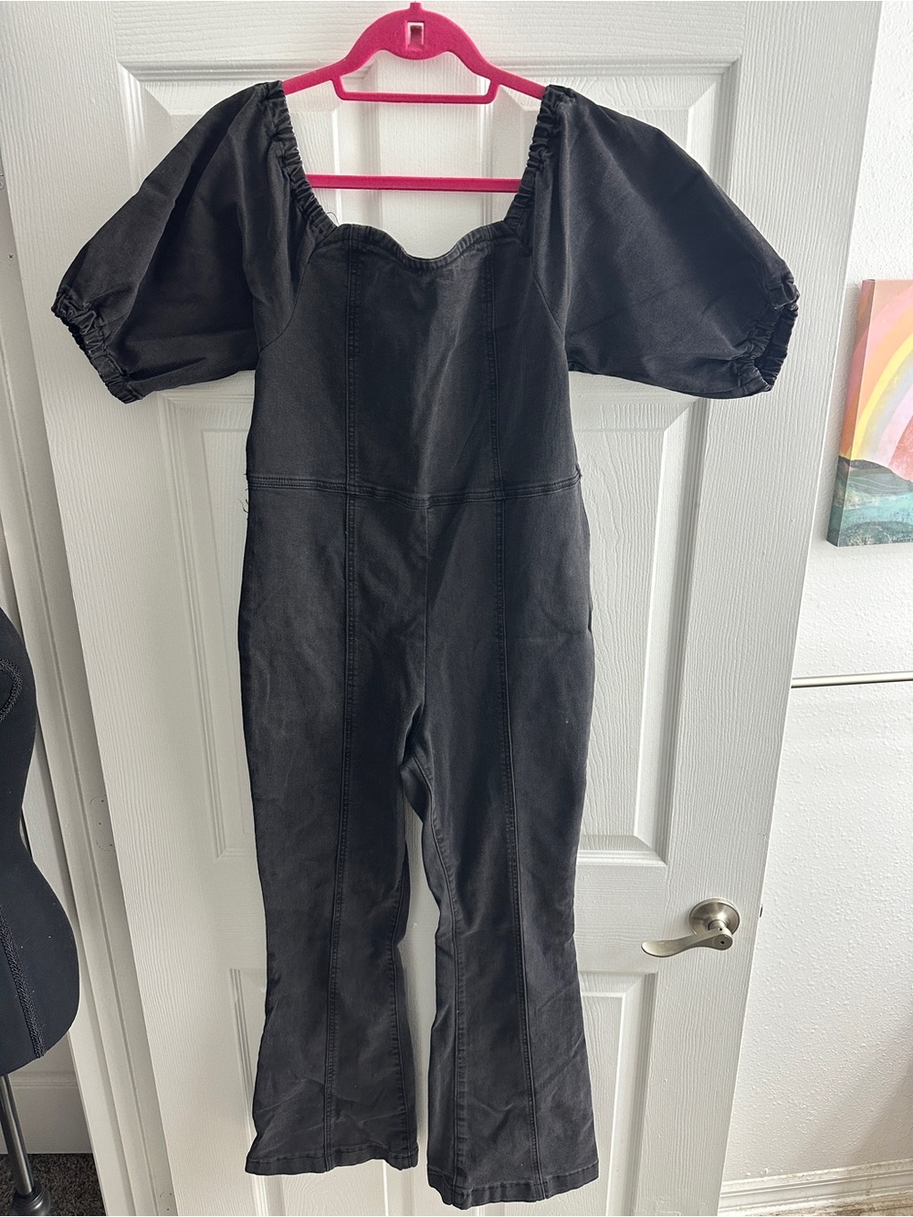 Madden Girl Black Puff-Sleeve One-Piece Jumpsuit